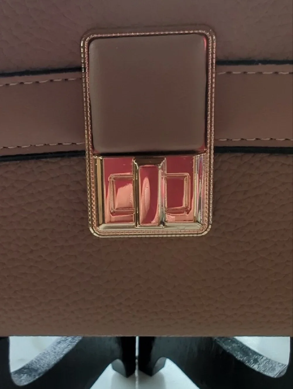 Pebbled Taupe Wallet with Gold Magnetic-Latch, NWOT